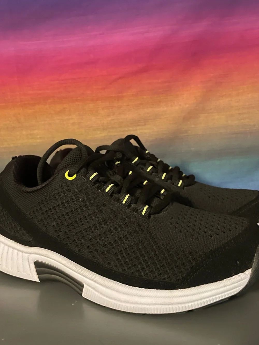 Orthofeet Coral Black Knit Walking Shoes Orthopedic Arch Support Women 5.5